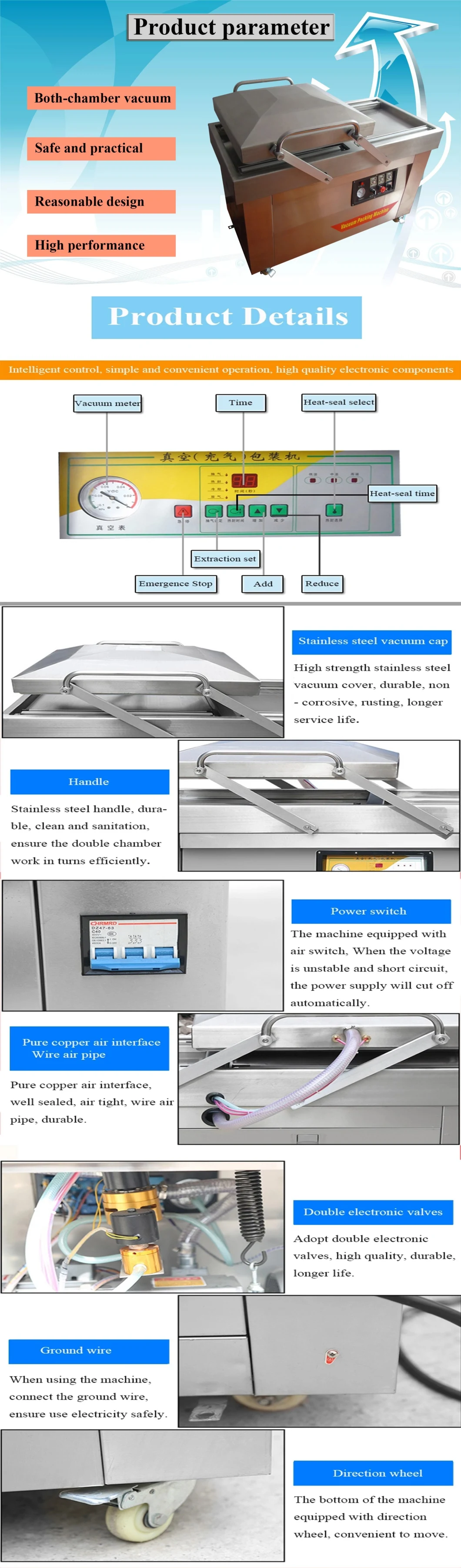 Dzd-400-2sb Automatic Electric Vacuum Food Saver Sealer Sealing Packing Machine