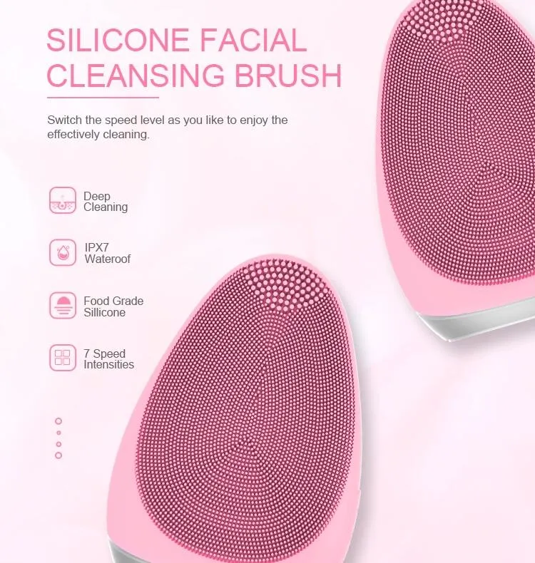 Beauty and Personal Care Cosmetic Cleaners Double Sides Silicone Ultrasonic Facial Cleansing Brush