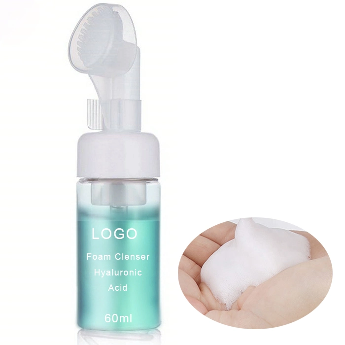 Private Label Organic Face Wash Aloe Vera Amino Acid Foam Washing Cleanser with Silicone Brush