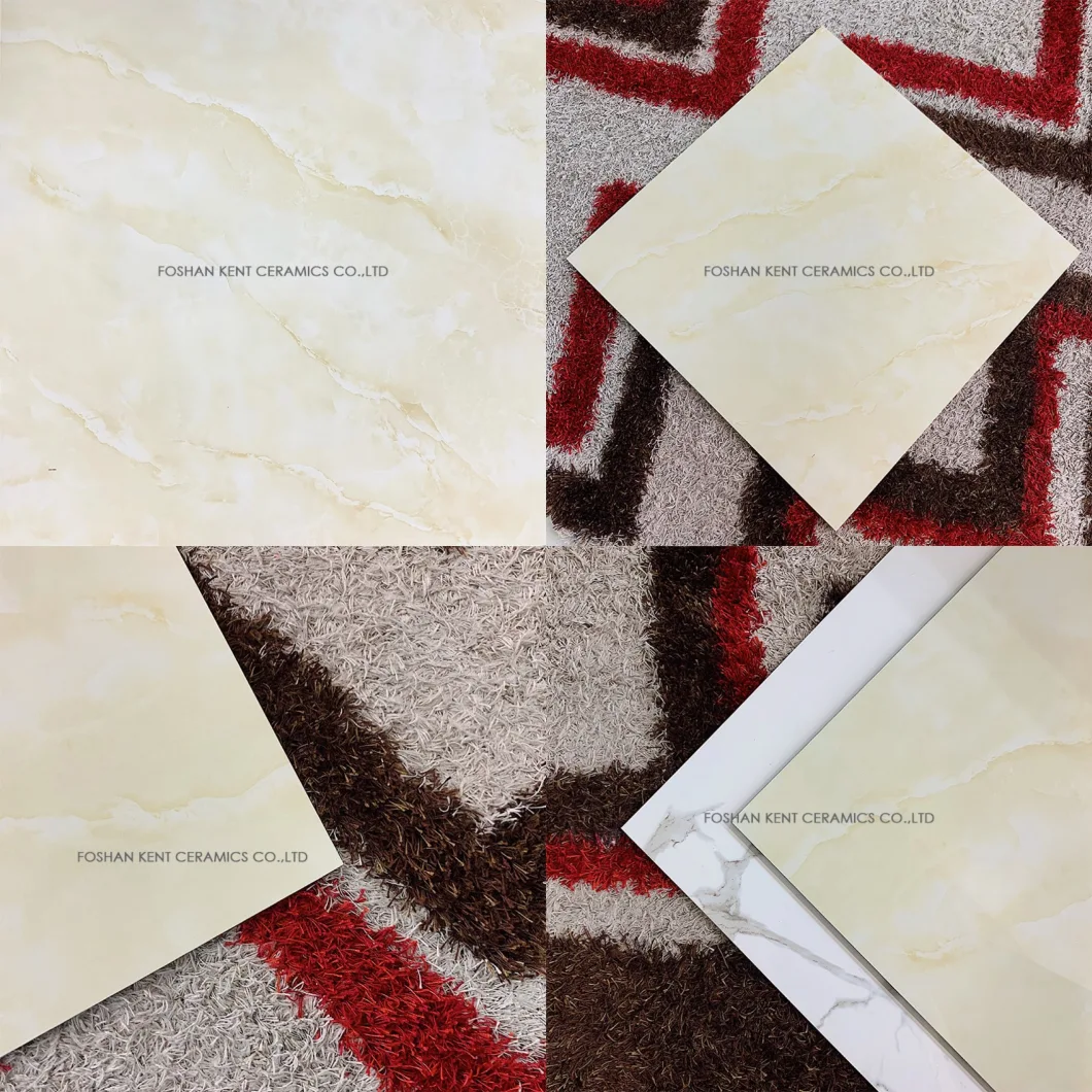 Yellowish Glossy Surface Porcelain Glazed Polished Flooring Tile for Living Room