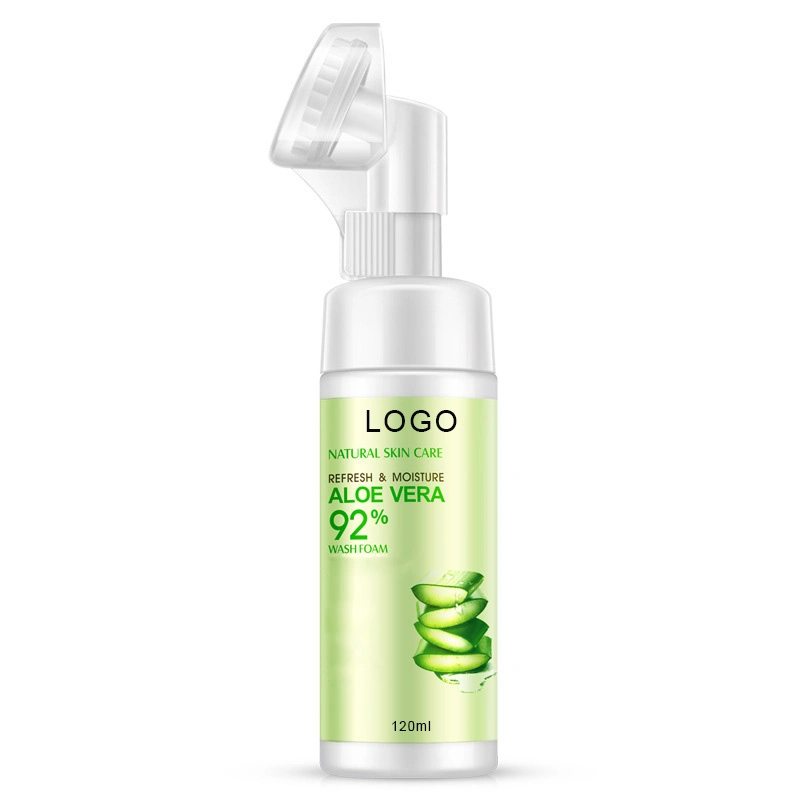 Private Label Organic Face Wash Aloe Vera Amino Acid Foam Washing Cleanser with Silicone Brush