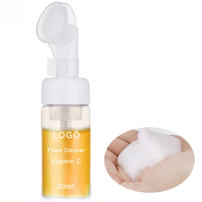 Private Label Organic Face Wash Aloe Vera Amino Acid Foam Washing Cleanser with Silicone Brush