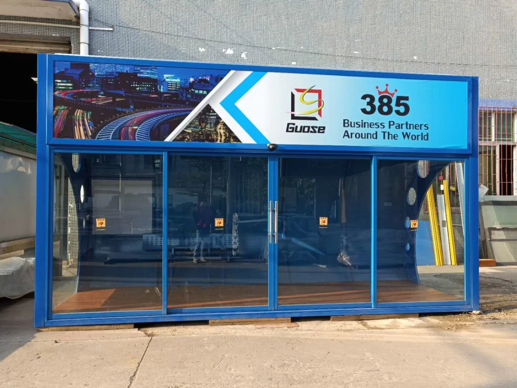 Outdoor Tempered Glass Rain Shelter Stainless Steel Bus Stop Shelter