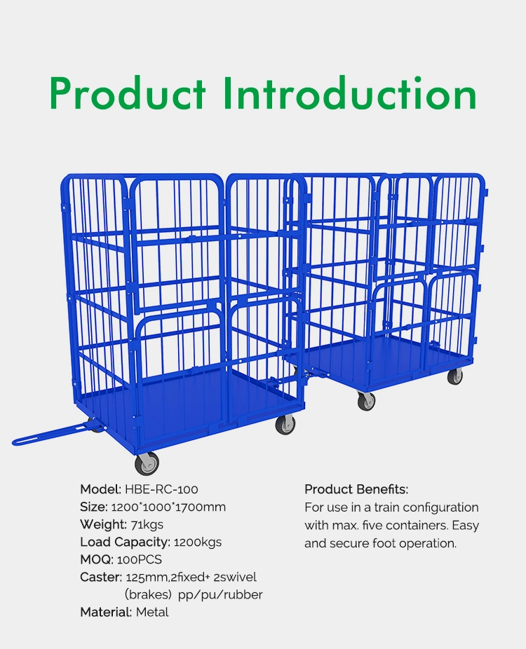 Security Nesting Metal Steel Logistics Industry Electrostatic Spray Full Sides Wire Mesh Cage Trolley