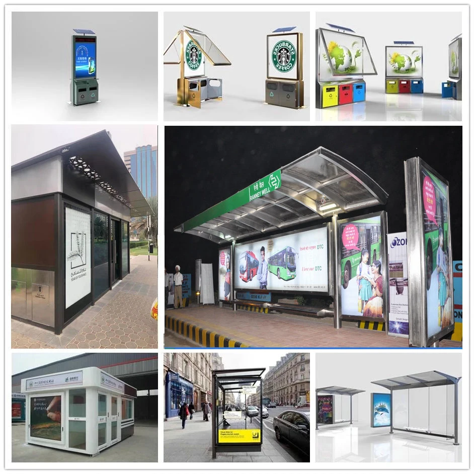 Air Conditioning Metal Bus Stop Shelter with Glass Door Bus Shelter
