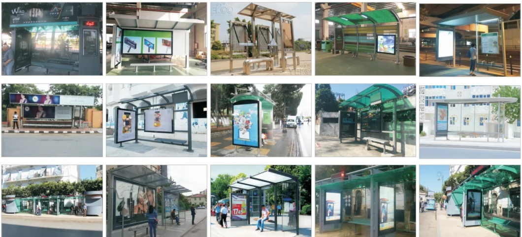 Metal Digital Bus Stop Station Shelter Advertising Shelter