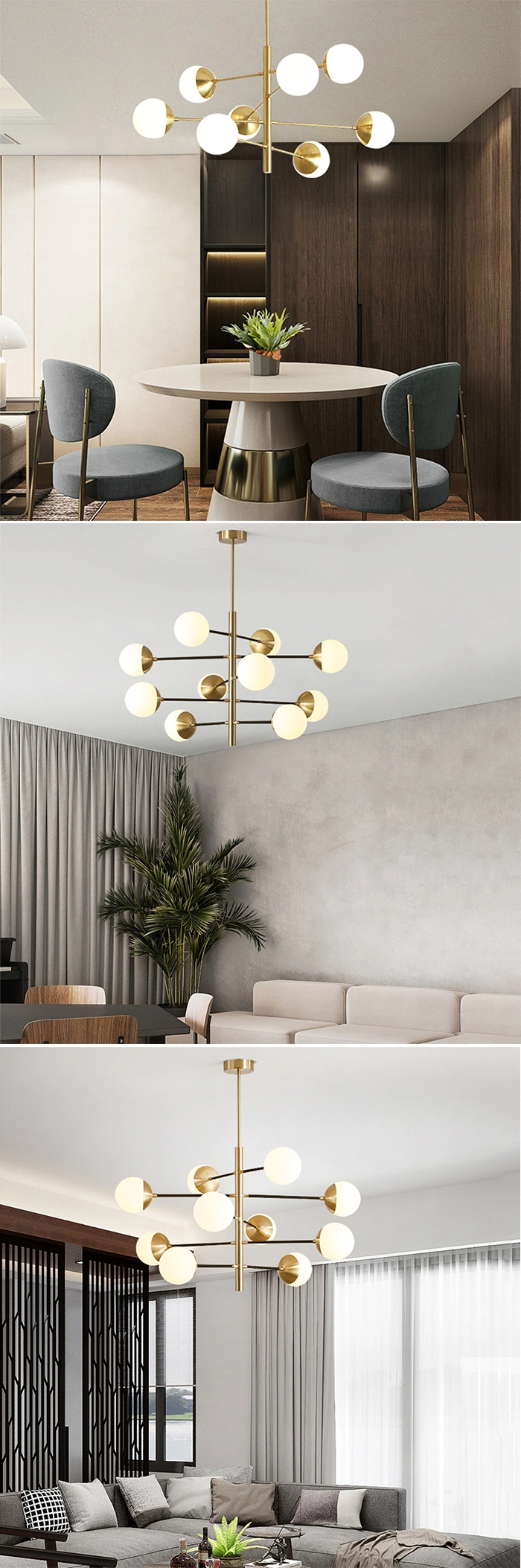 Wholesale Selling Living Room Iron Northern Modern Crystal Chandelier Hanging Lighting Ball LED Pendant Light Chandelier