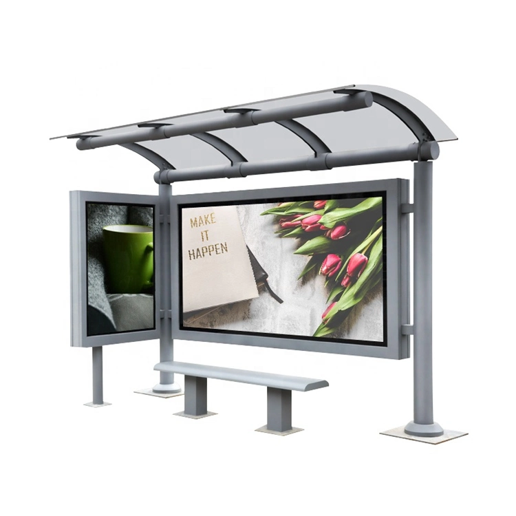 City Bus Shelter Outdoor Customized Stainless Steel Bus Shelter