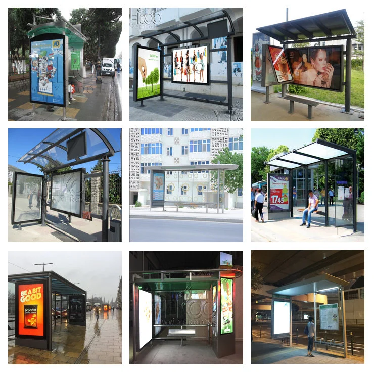 City Bus Shelter Outdoor Customized Stainless Steel Bus Shelter