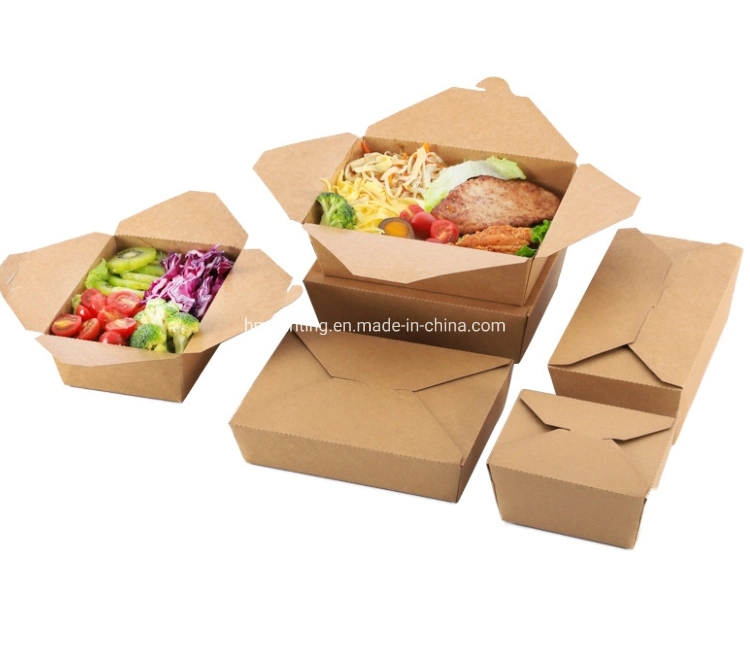 Wholesale Disposable Custom Food Togo Kraft Paper Brown Chinese Restaurant Take out Boxes for Chicken Packaging