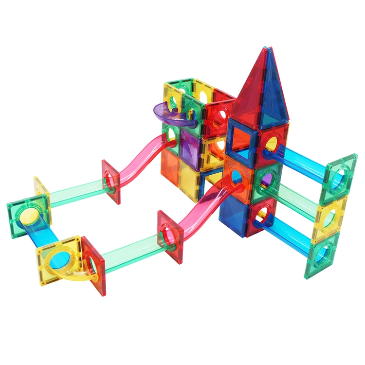 3D Magnetic Tiles Blocks Building Pipes Marble Run Balls Track Toys