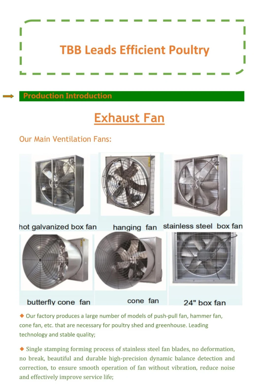 Modern and Advanced Poultry Ventilation Exhaust Fan for Poulty Houses/Chicken House