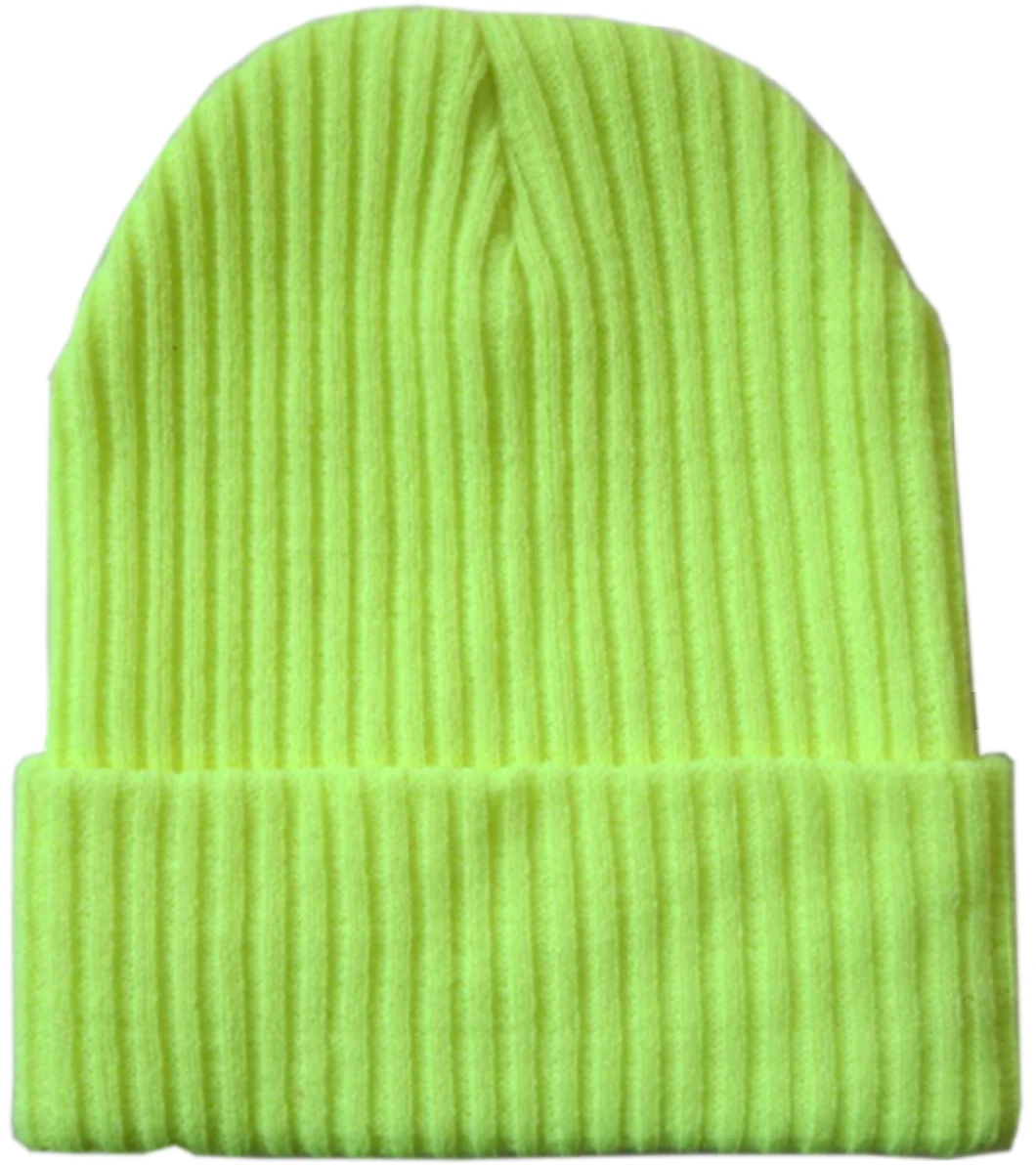 Warm Ski Wholesale Adult Soft Knitted Roll up Bottom Multi Neon Colors Winter Cuffed Beanie
