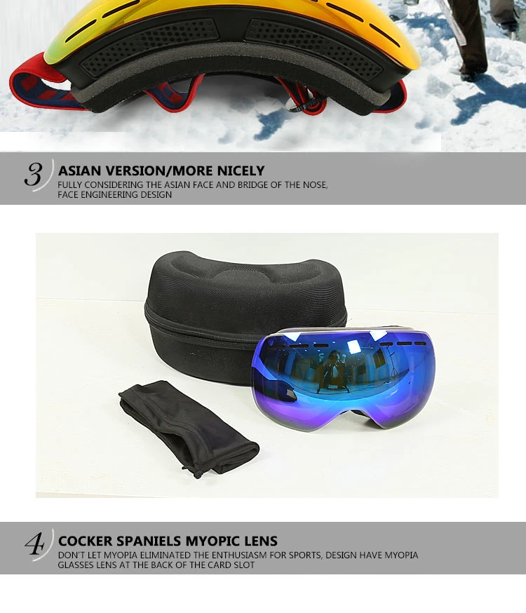 2020 New Super Magnet Adsorption OEM Goggles TPU Matt Color Frame Youngster Ski Goggles