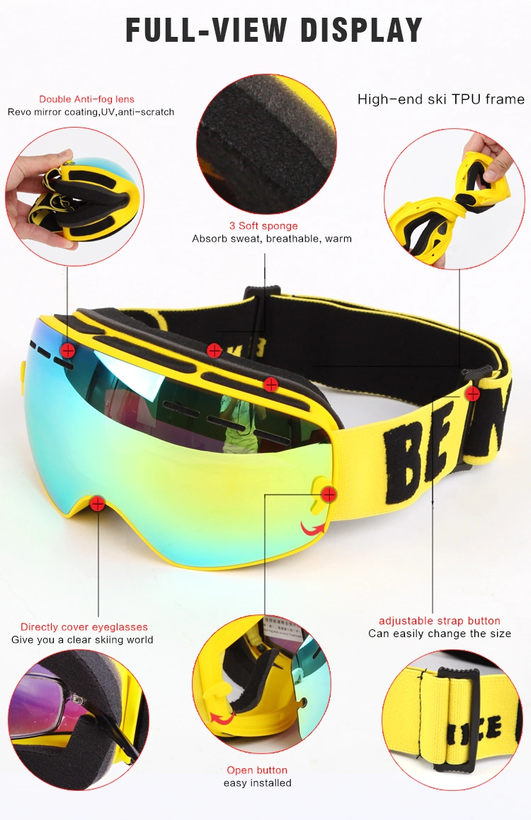 2020 New Super Magnet Adsorption OEM Goggles TPU Matt Color Frame Youngster Ski Goggles