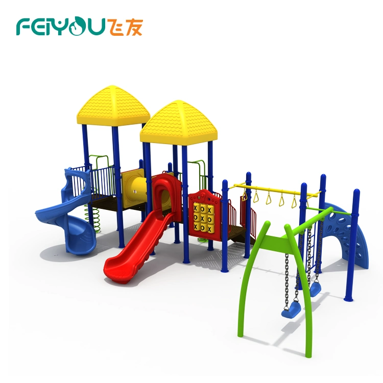 Magic Tree House Ninja Series Children Amusement Park Plastic Wholesale Slide with Swing and Climbing Playground