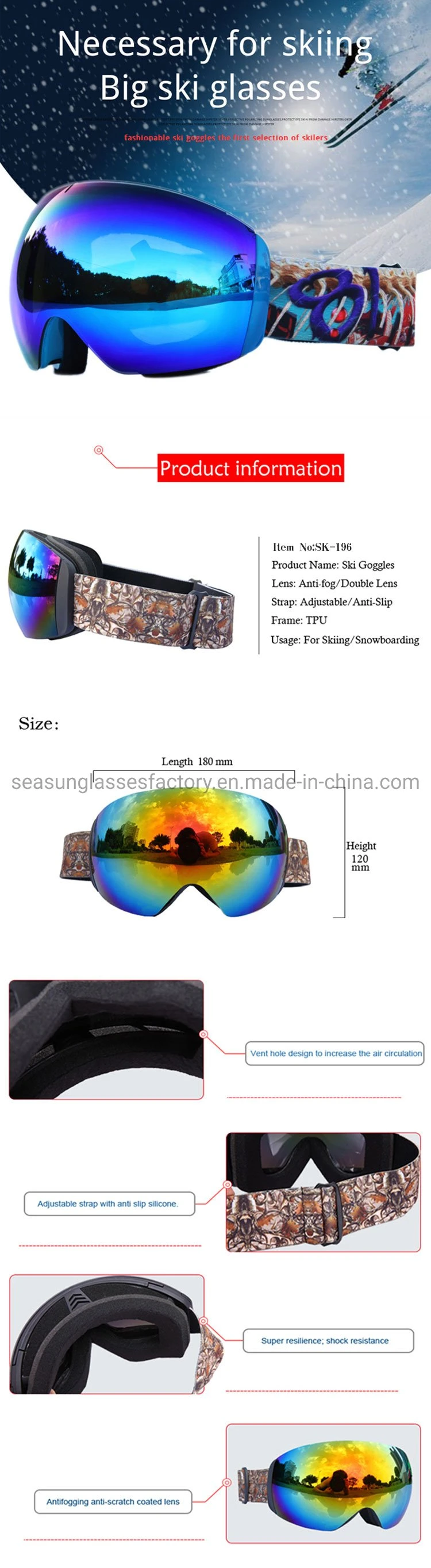 New Designer Outdoor Snow Sports Small Border Snowboard Ski Goggles