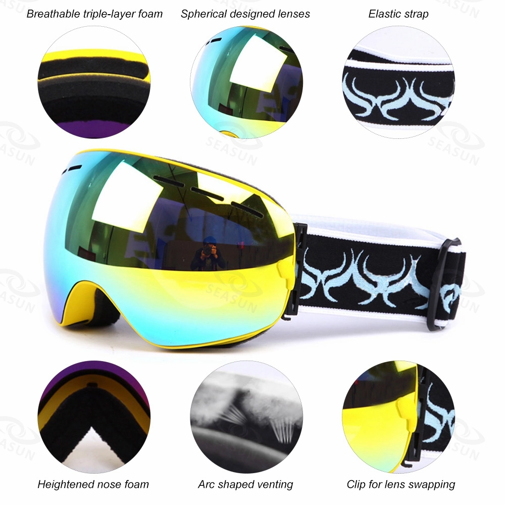 Children & Adult Ski Goggles UV400 Anti-Fog Double Layers Skiing Goggles Snowboard Skating Windproof Sunglasses Skiing Goggles