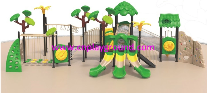 Outdoor Tree House Slide Playground with Climbing Equipment (1914701)
