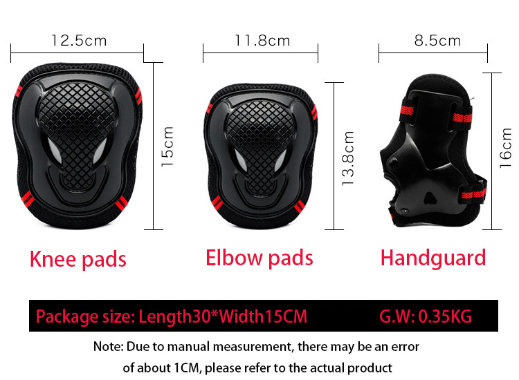 6PCS/Set Elbow Knee Pads Helmet Wristguard Skateboard Roller Skating Protective Gear