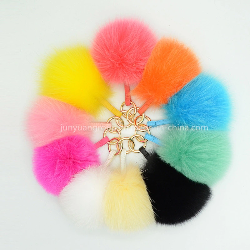 Promotional Gift Colorful Real Fox Fur POM POM Key Chain