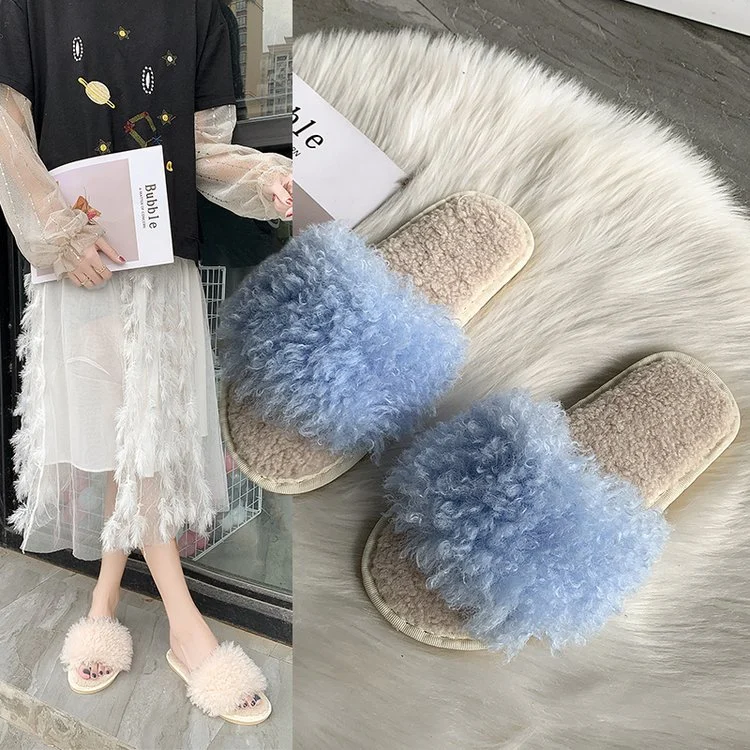 Best Selling Wholesale Fur Slippers, Women Fashion Sandals Fur Sliders Wool Slippers