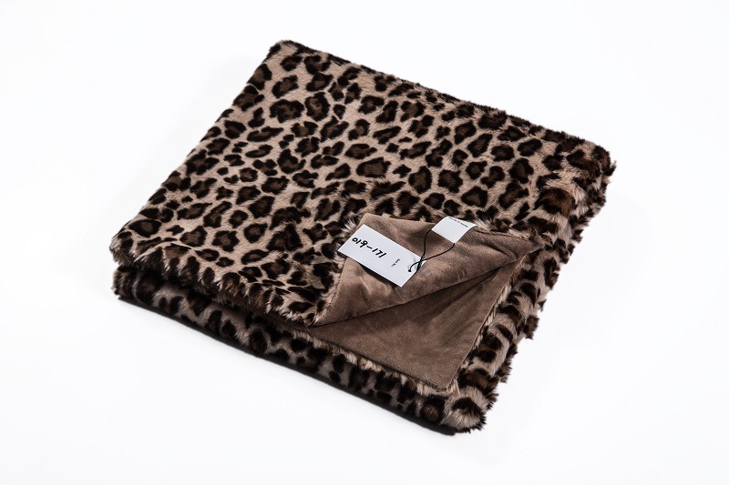 Luxary Faux Fur with Leopard Printing Faux Fur Throws (019-171)