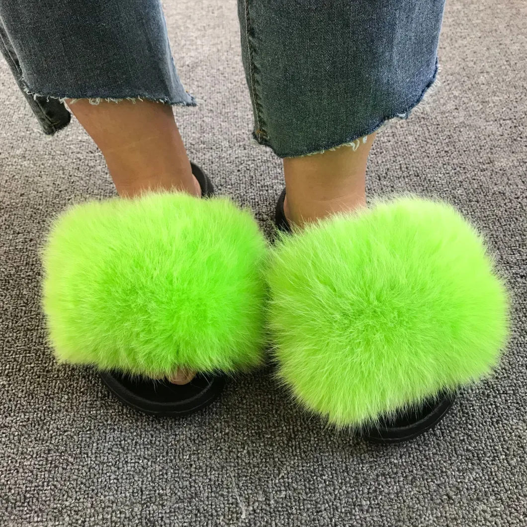2020 New Fur Slippers Women Fashion Style Slides Summer Outdoor Flip Flops Flat Fur Sandals