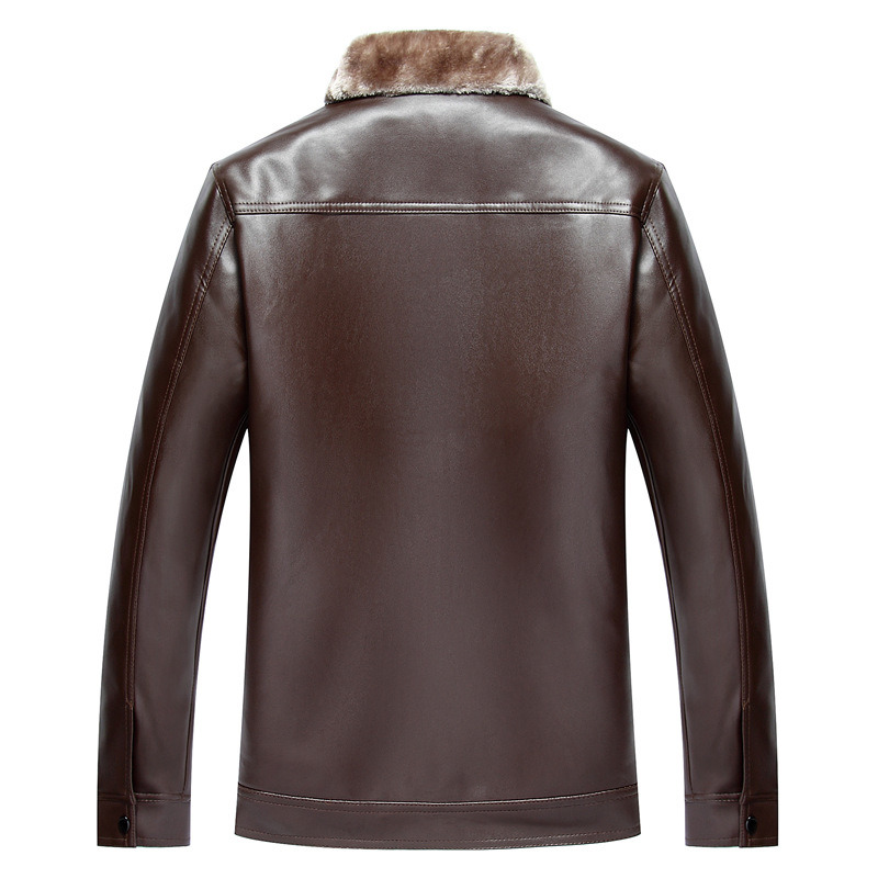 Best Quality Warm Winter Leather Man Jacket Rabbit Fur Lining Fur Collar PU Coat