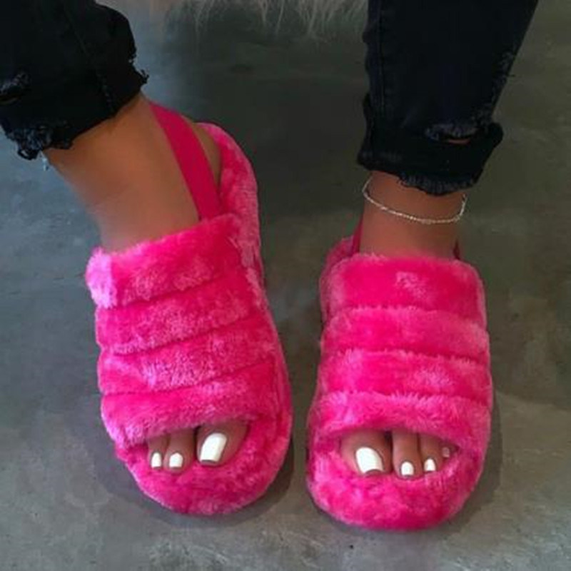 Kid Girl Fur Slides Wholeale Fur Slippers Womens Sandals Slipper