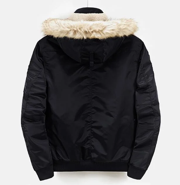 Winter Thicken Bomber Casual Jacket with Fur Hood