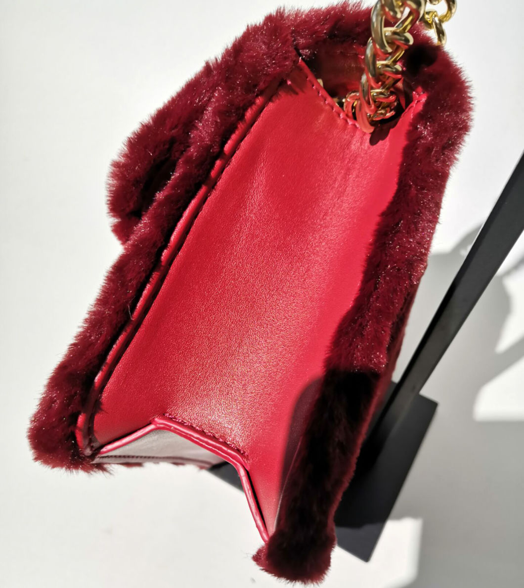 Women Winter Cross Body Handbag PU Leather Mini Female Shoulder Hand Bags Crossbody Shopping Bag with Suede Chain Handle