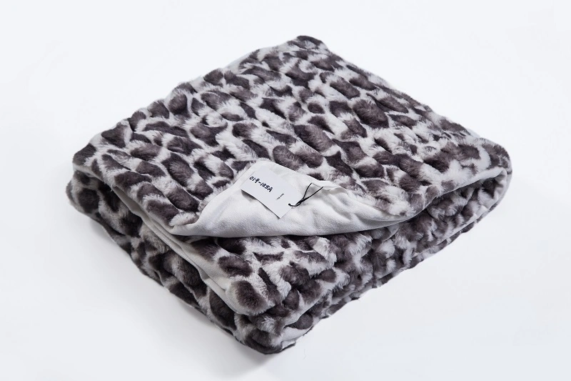 New Elastic Design Printed Rabbit Fur Blankets/Faux Fur Throws