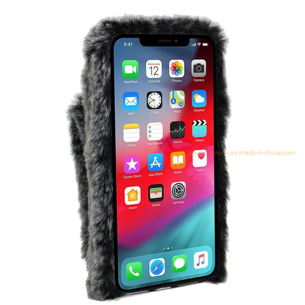 Rabbit Hair Fur Wristband Phone Case Warm Fur iPhone Cover Soft