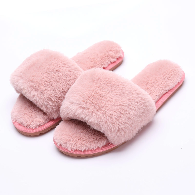 Superstarer Indoor Designer Fluffy Fox Fur Slippers Sandals Black Racoon Fox Fur Slides for Women