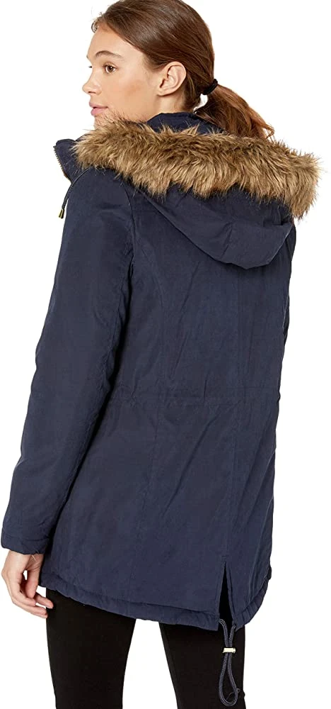Two Colors Women Winter Coat with Fur Collar Black and Oliver