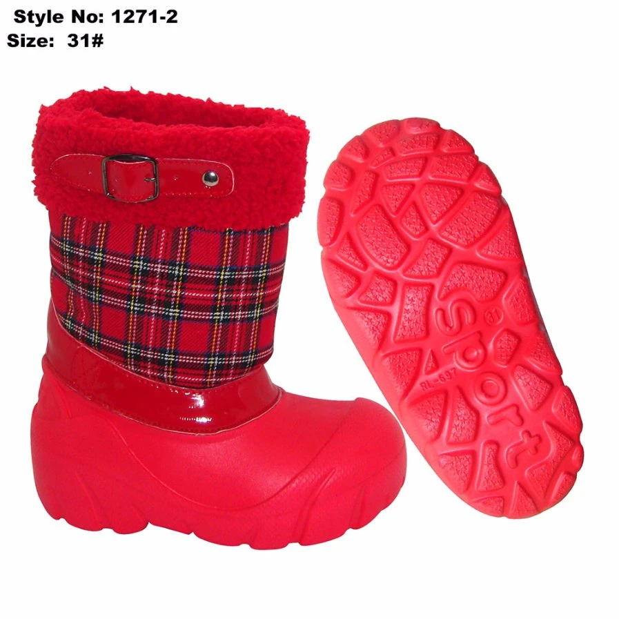 Students Girls Red EVA Child Boot with Fur