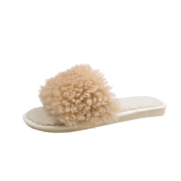 Girls Fashion Lamb Wool Sandals OEM Custom Furry Slides Wholesale Fur Slippers for Women