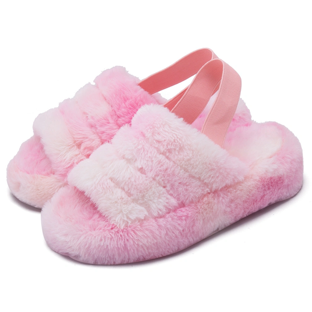Multi-Tone Fashion Sandals Fluffy Slippers for Women and Girls Faux Fur Slippers