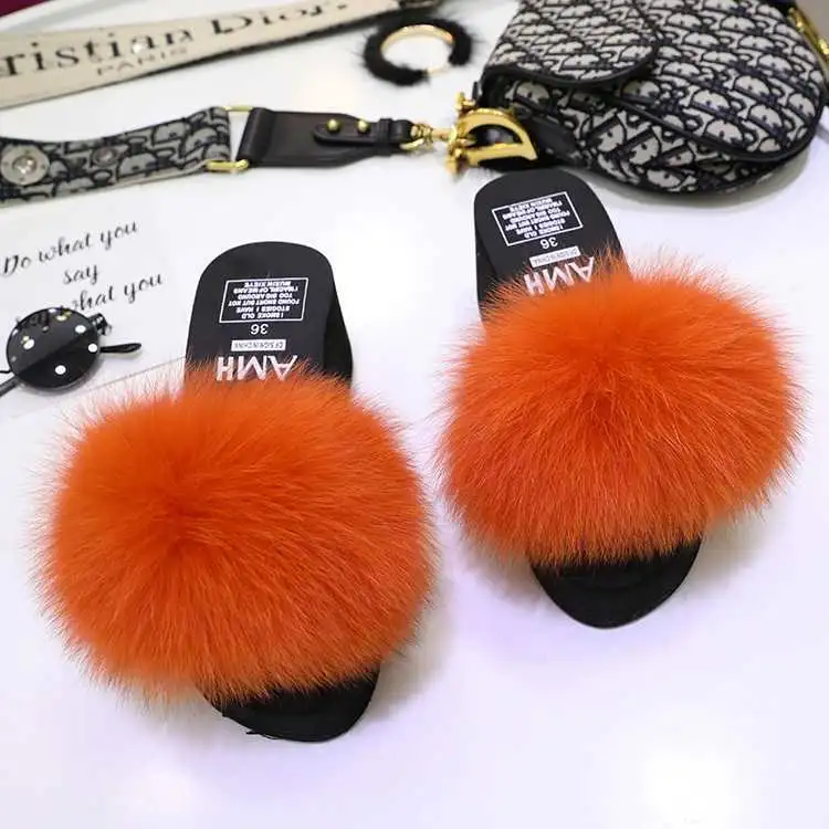 High Heel Fur Slippers, Wholesale Fur Slides, Women Fashion Slippers