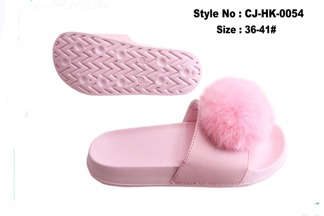 Superstarer Fashion Ladies Fur Slippers with Colorful Fur Upper Pink Slippers Slide Sandals