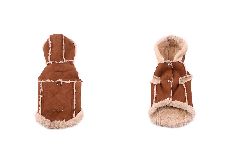 Autumn and Winter New Fur Collar Dog Suede Trench Coat Padded Vest Warm Cotton Coat