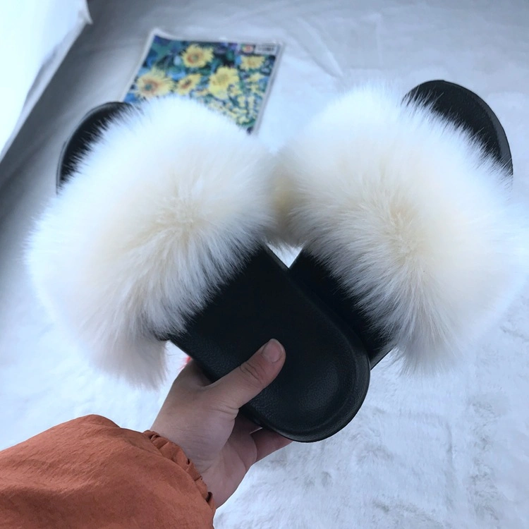 Wholesale Fur Slippers, Women and Ladies Fur Slides Sandals, Big Fur Fluffy Home Slides
