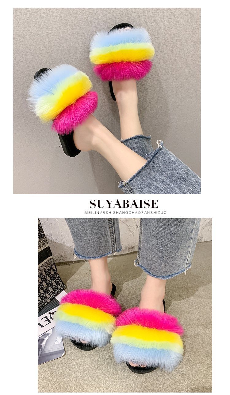 Wholesale Fashion Fur Filp-Flop, Flurry Fur Slippers, Cheap Women Slides Sandals