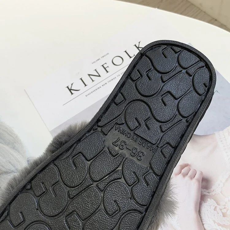 Women Rhinestone Fluffy Furry Fur Slides Sandals, New Arrivals Factory Wholesale Fur Slippers