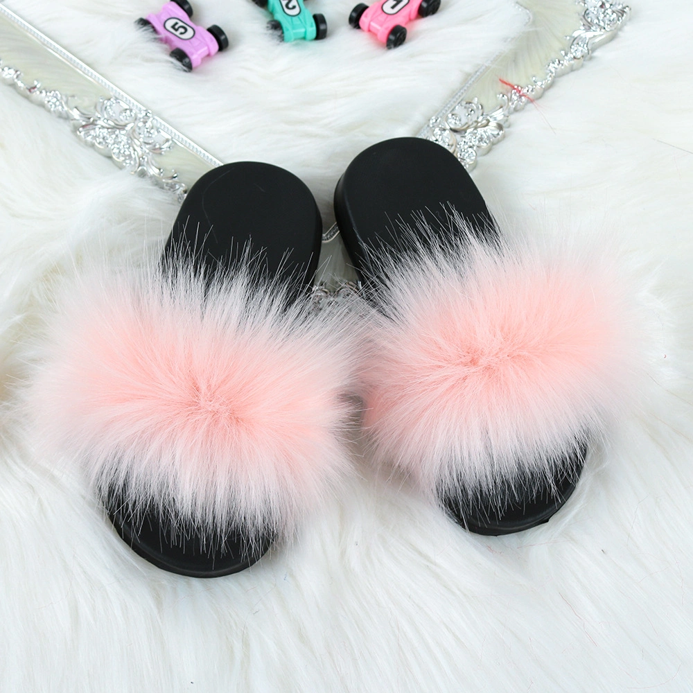 Kid Shoe Factory Price Kids Fur Slides, Mixed Color Kid Slippers, Kid Shoe for Girls