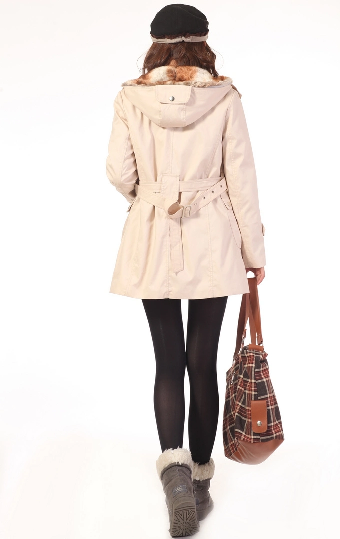 Fashion Womens Winter Warm Long Windbreaker Cotton-Padded Faux Fur Lining Parka Jacket
