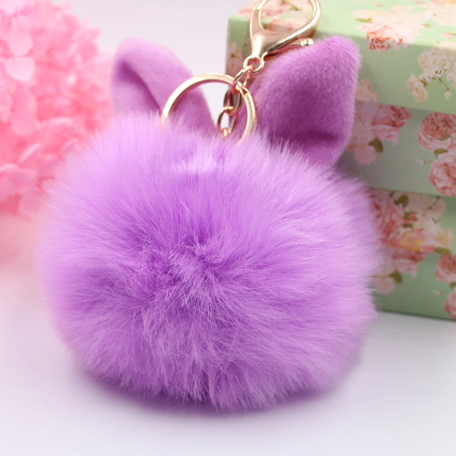 Fur Ball Charm POM POM Car Keychain Handbag Rabbit Key Chain