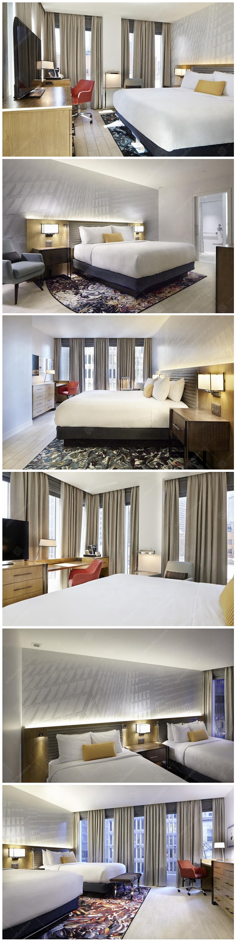Simple Design European Hotel Bedroom Furniture Sets Commercial Furniture Sets Melamine Surface