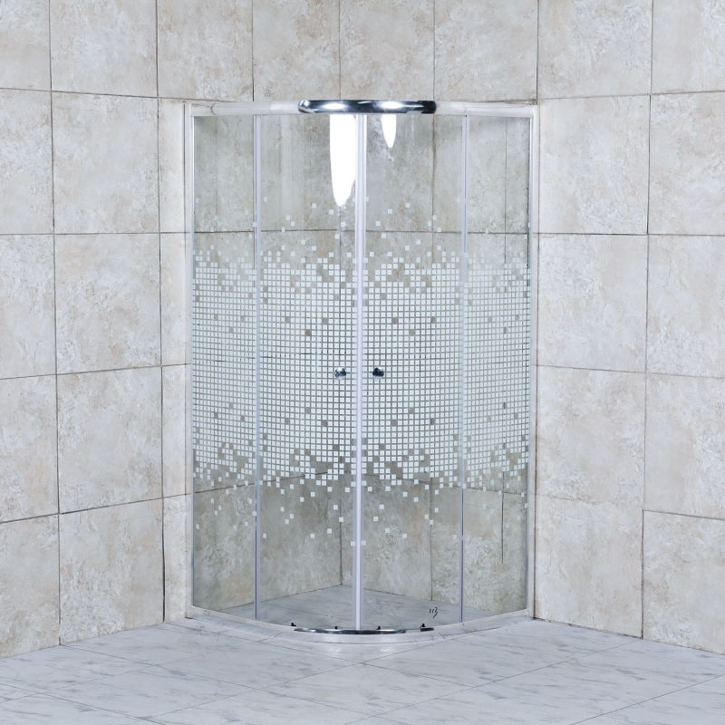 Sliding Door Tempered Mosaic Glass Sector Shower Cubicles Enclosure